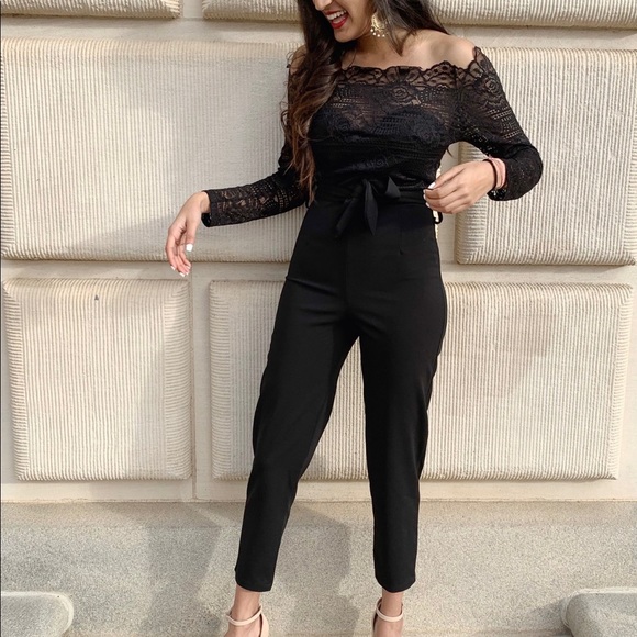 Black Off-Shoulder Jumpsuit - Picture 1 of 1